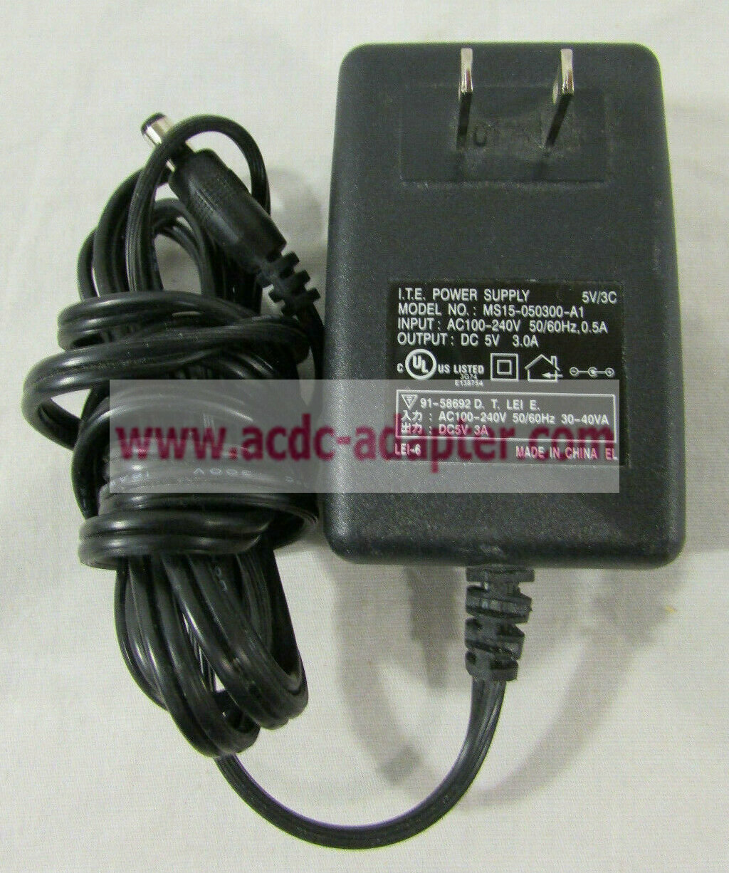 NEW I.T.E 5V DC 3.0A AC Adapter for LEI MS15-050300-A1 Power Supply